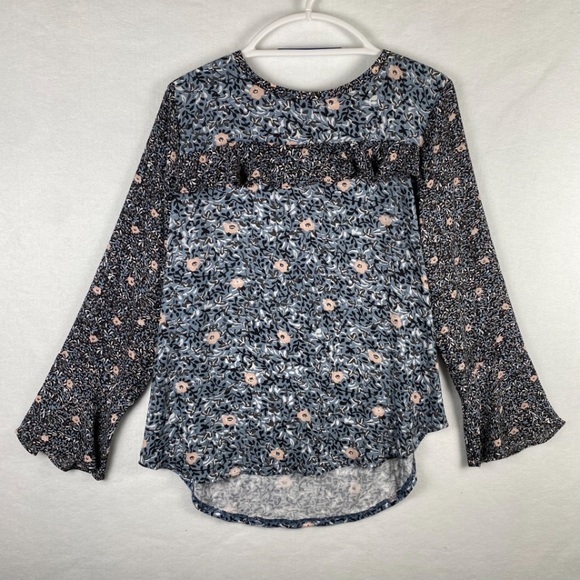 LOFT | Women’s blue grey pink floral tunic‎ | flowy | 100% Polyester | Medium | - Picture 3 of 9